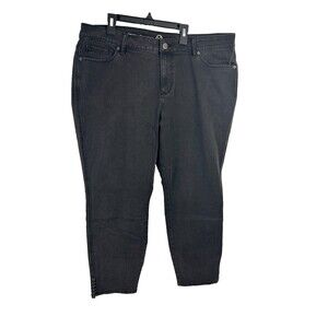 N62 Woman Signature Fit Ankle Jeans Size 18 Black Stretch Studded Split Hem